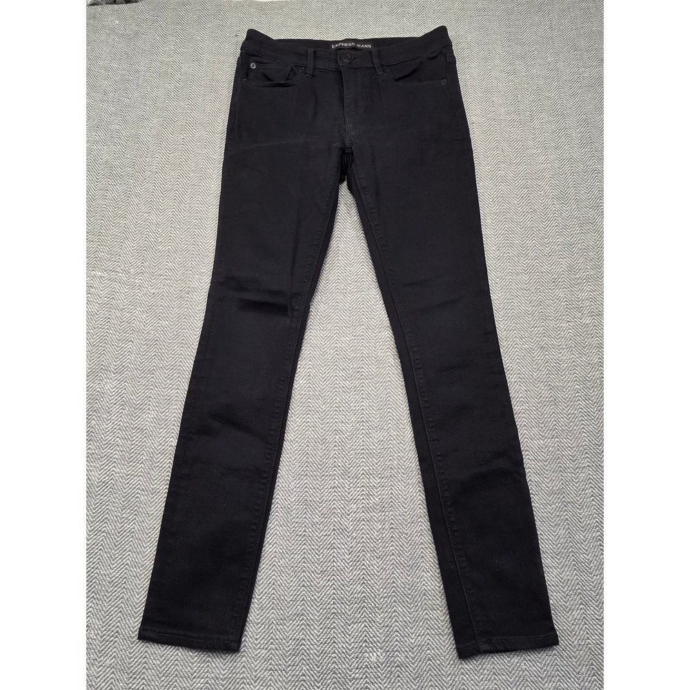 Express Jeans Womens 4R Black Mid Rise Legging Skinny Stretch Denim Pants 13181
